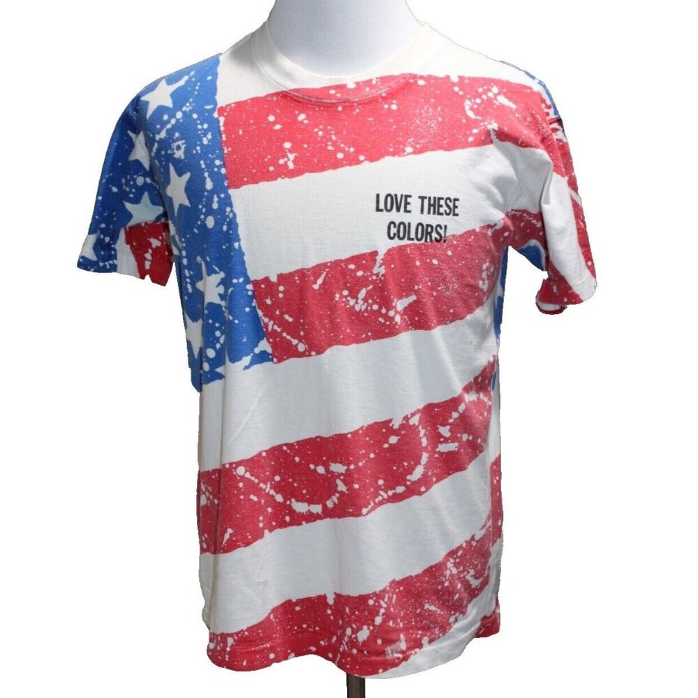 VINTAGE Proud to be American Single Stitch Flag Love These Colors L Shirt VOTE